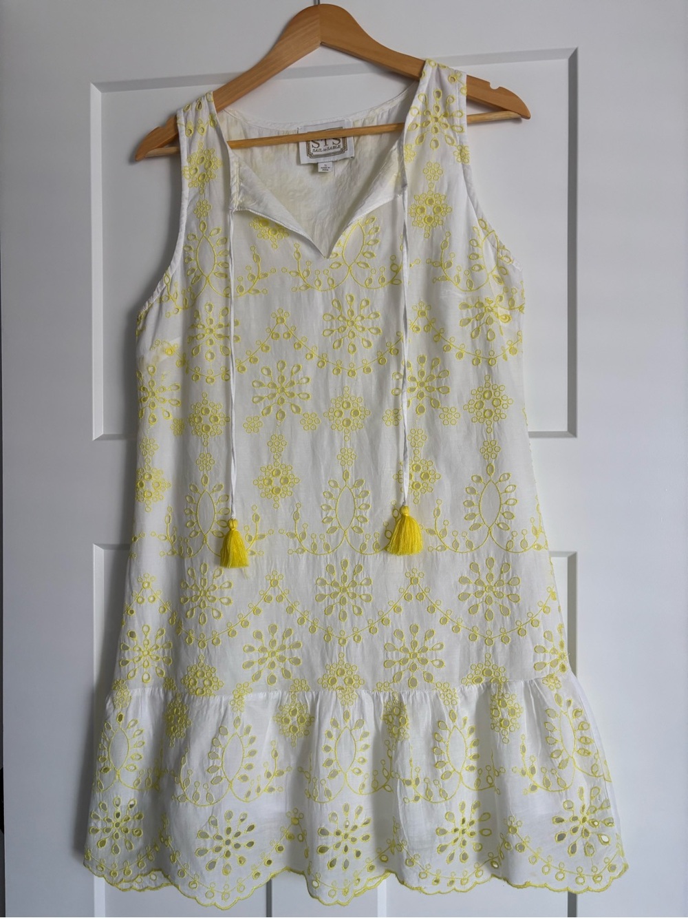 Sail to Sable White Dress with Subtle Yellow Detail